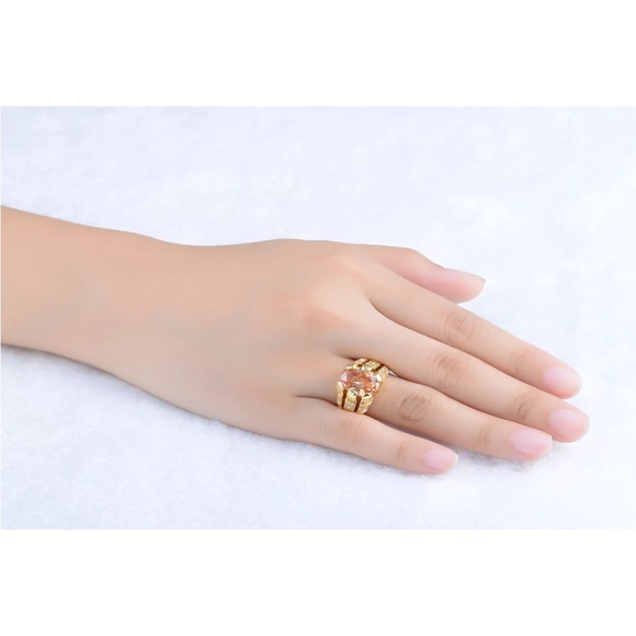 Mens Solitaire Champagne Cz Yellow Gold Plated Wedding Rings Gift Ring size 8/9 - Picture 6 of 17